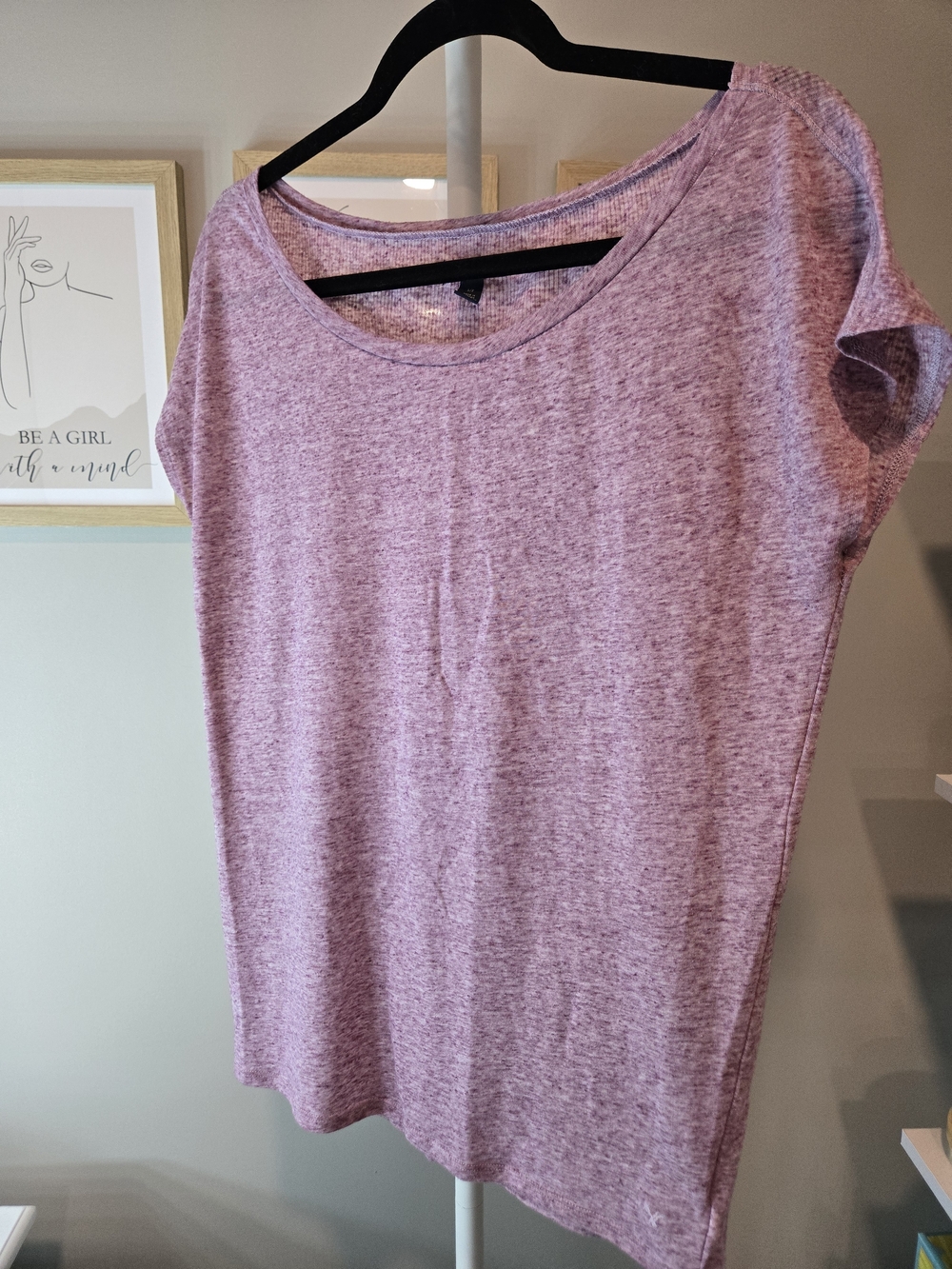 Women’s Heathered Lavender Scoop Neck Off The Shoulder Top
